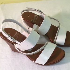 White sandals with Bling straps made in Italy